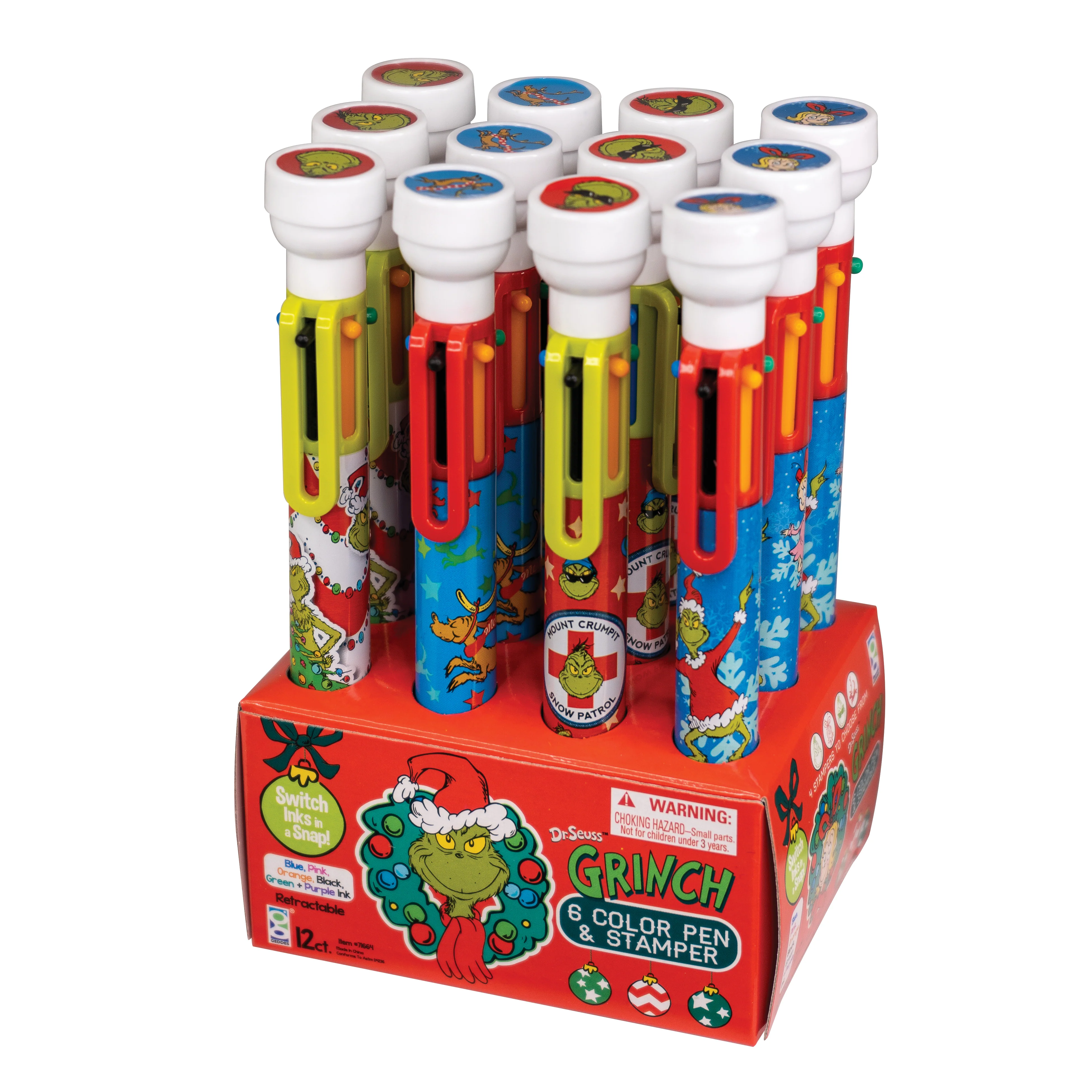 Dr. Seuss™ Grinch 6 Color Pens with Stamper - Image 7
