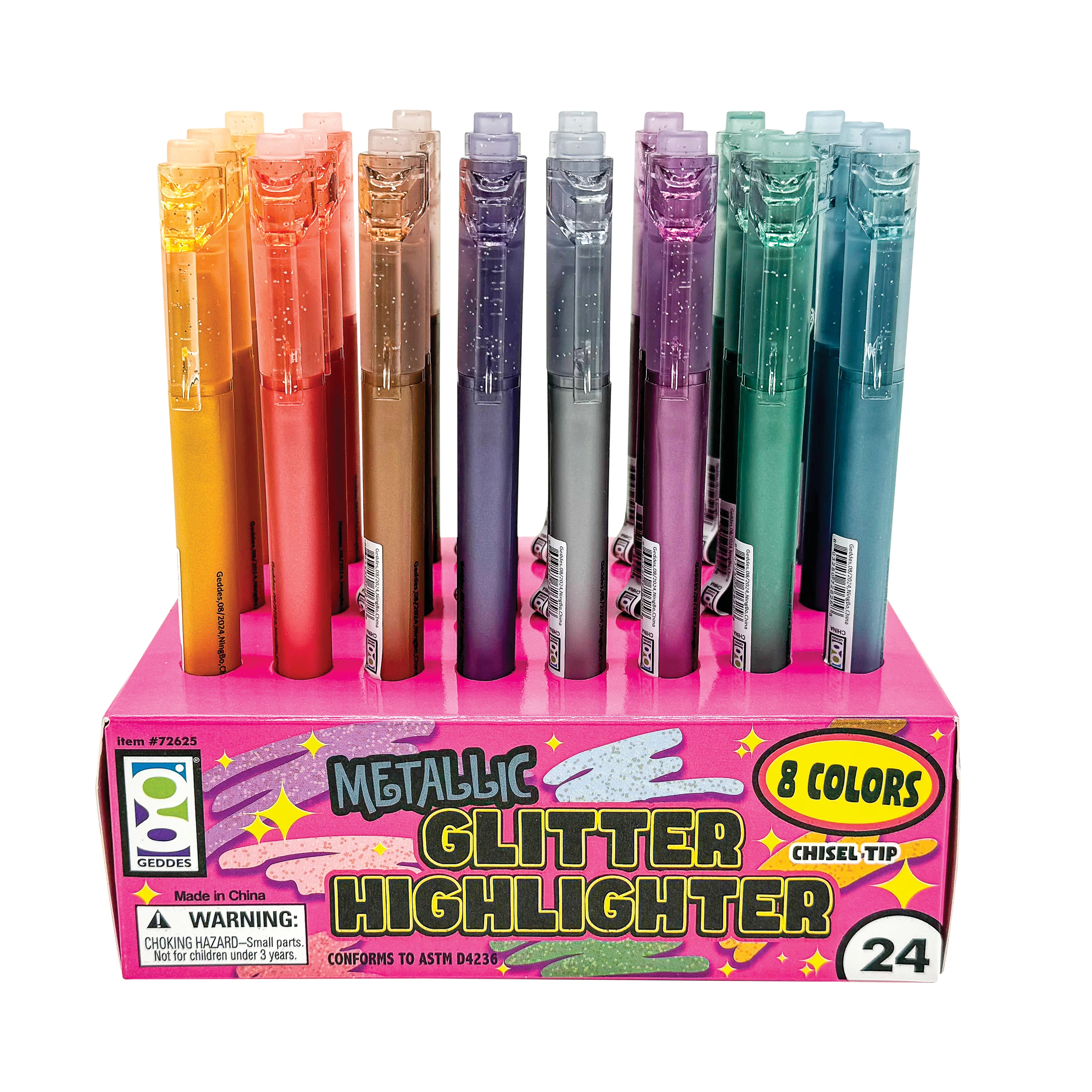 Metallic Glitter Highlighters - 24 per display - Image 5