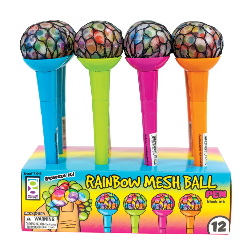 Rainbow Mesh Ball Pens - 12 per display - Image 4