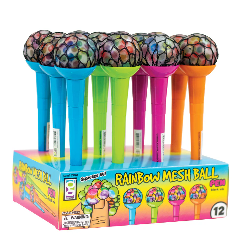 Rainbow Mesh Ball Pens - 12 per display - Image 5
