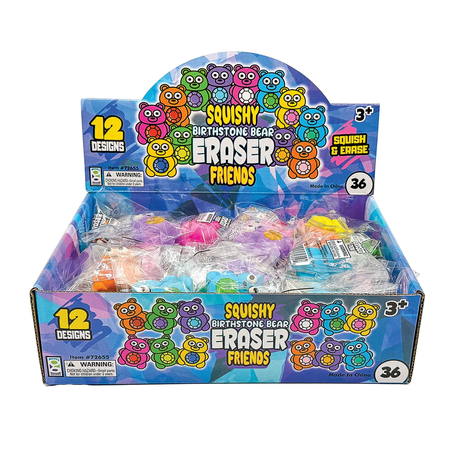 Squishy Birthstone Bear Eraser Friends - 36 per display - Image 8